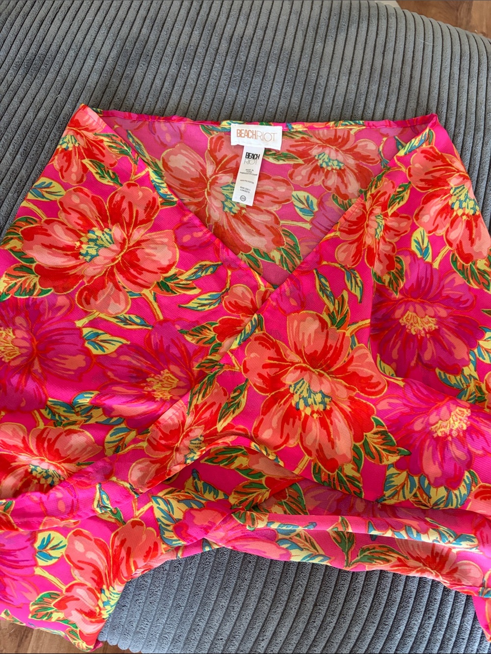 Beach Riot Hot Pink Floral Mini Skirt